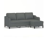 vidaxl sofa de 3 plazas con taburete de tela gris oscuro 180 cm