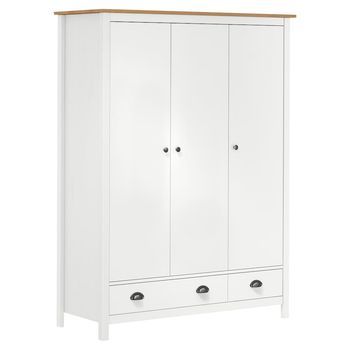 Armario De 3 Puertas Hill Range Madera Pino Blanco 127x50x170cm Vidaxl