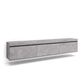 Mueble Tv, Televisión, Muebles De Salón, Almacenaje, 240x45x35 Cm, Colgado, Suspendido, Estilo Moderno, Cemento