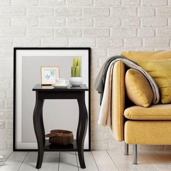 Juego De 2 Mesita De Noche De 2 Niveles Con Patas Curvadas Mesas De Acento Para Dormitorio Salón Y Sala De Estar 40 X 40 X 60 Cm Marrón Cfw80597