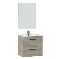 mueble de bano suspendido 2 cajones espejo y con lavabo 60 cm