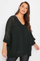 yours london top capa negro strass en hombros mujer curvy y tallas grandes yours london