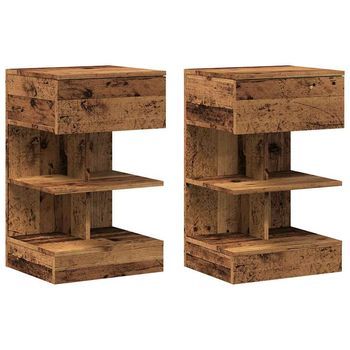 Mesitas De Noche 2 Uds Madera Ingeniería Envejecida 40x35x65 Cm Vidaxl
