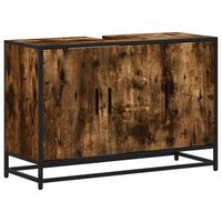 mueble lavabo bano  armario de bano madera ingenieria roble ahumado 90x33x60 cm