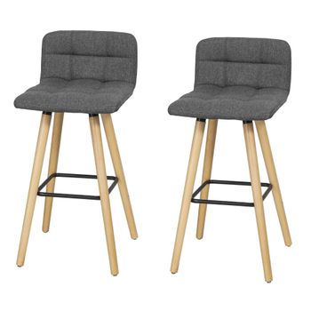 Taburetes x2 con respaldo madera gris