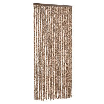Cortina Antimoscas Chenilla Beige Y Marrón Oscuro 90x220 Cm