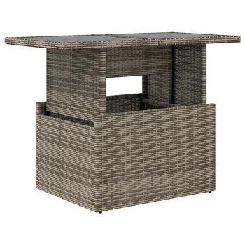 Mesa De Jardín | Mesa De Exterior Superficie De Vidrio Ratán Pe Gris 100x55x73 Cm