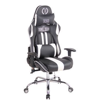 Silla Gamer Masajeante Limit Xm Simil Cuero Negro/blanco 51x67x128 Cm Clp