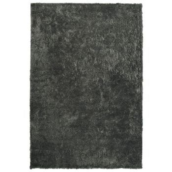 Alfombra Gris Oscuro 160 X 230 Cm Poliéster Hecho A Mano Pelo Largo Evren