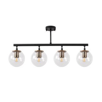 Lámpara De Techo Fazli-10431 Negro Oro Cobrizo Metal Vidrio 70x15x35 Cm