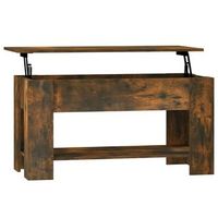 mesa de centro madera de ingenieria roble ahumado 101x49x52 cm vidaxl