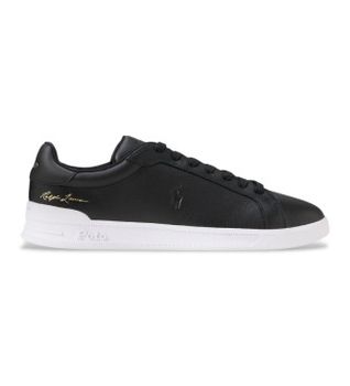 Polo Ralph Lauren para hombre. 809P13083002 Zapatillas Heritage Court II de piel negro (40), Plano, Cordones, Casual