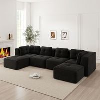 sofa modular negro en forma de u 4 plazas asiento profundo y diseno sin montaje