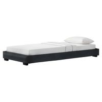 corium cama individual - tapizado en piel sintetica - 90 x 200 cm - somier moderno con listones para cama - negro