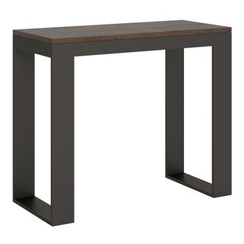 Consola extensible 90x40/196 cm efecto madera nogal y hierro