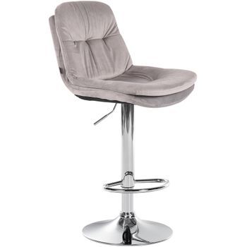 Taburete De Bar De Terciopelo Laurel Gris 54x46x94 Cm Clp