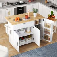 carrito de cocina de 1325 x 44 70 x 90 cm tapa plegable roble armario estante para especias pano de cocina 5 ruedas blanco  natural