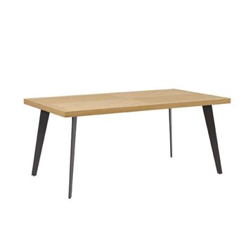 Mesa comedor 180 cm chapa roble patas metálicas negras