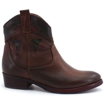 Jiudit Botines Stivaletto Texano Pelle Testa Di Moro Cuoio 877 para mujer