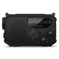 philips tar160900 radio portatil fmam con linterna integrada y carga por usb-c solar o manivela