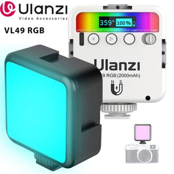 Ulanzi VL49 RGB luz LED de vídeo a todo Color 2500K-9000K 800LUX Mini luz de relleno magnética extender 3 zapatas frías 2000mAh puerto tipo c