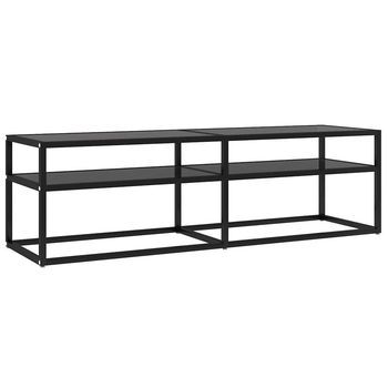 Mueble Para Tv | Mueble De Salón | Mesa De Tv Vidrio Templado Negro 140x40x40,5 Cm