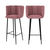 set de 2 sillas de bar de terciopelo rosa