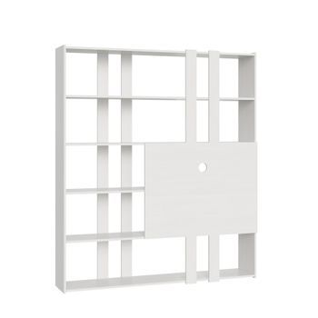 Estantería Kato H Con Soporte Tv Fresno Blanco
