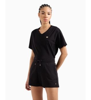 EA7 para mujer. 7W000079_AF13135 Pantalón corto Felpa negro (XS), Casual, Deportivo, Algodón, Multideporte