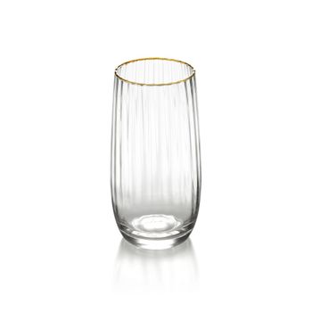 Vaso de vidrio en marrón y dorado 7,7x7,7x15 cm