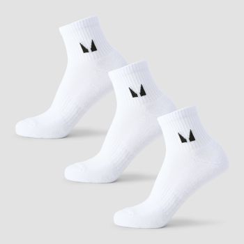 MP Unisex Ankle Socks (3 Pack) - White - UK 9-11