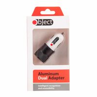 aluminium dual usb charging adaptor - black