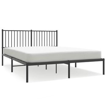 Cama De Matrimonio | Cama De Adulto | Estructura Cama Sin Colchón Con Cabecero Metal Negro 150x200 Cm