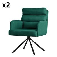 2 sillas de comedor giratoria verde oscuro tapizado respaldo extraible