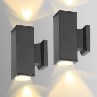 aigostar aplique pared interiorexteriorgu10 lampara exterior paredip65 impermeable luz interior y exterior iluminacionpara patiojardinbalcondormitoriopasillos 2 paquetes sin bombillas