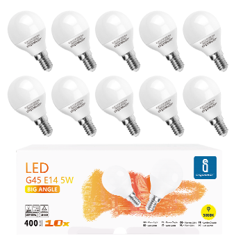 Aigostar - 10 x Bombilla LED E14 Luz Cálida, 5W 3000K 400lm, Bombillas LED Cálido E14 Casquillo Fino, Bajo consumo, Ahorro de energía, CRI> 80, no regulable - Caja de 10 unidades
