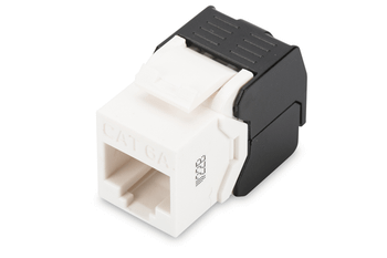 Cat 6A Keystone Jack, unshielded RJ45 to LSA, tool free connection, incl. cable tie white