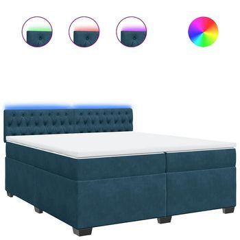 Cama Box Spring Con Colchón Terciopelo Azul 200x200 Cm Vidaxl