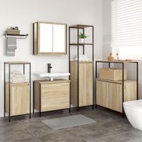 juego de muebles de bano de 5 piezas de en madera ingenierada de roble sonoma v2202 unico  marron