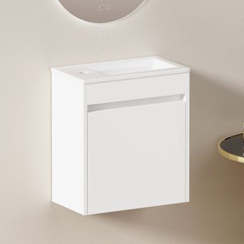 Mueble De Baño - Mueble De Almacenamiento - Cerámica Y Mdf - Blanco (46cm)