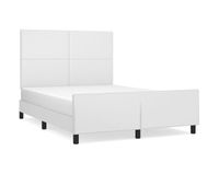 estructura de cama cabecero cuero sintetico blanco 140x200 cm diseno plano
