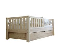 cama 90x190 con barandilla somier y cajon agnes madera