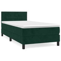 cama box spring con colchon terciopelo verde oscuro 100x200 cm vidaxl