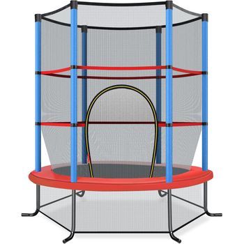 Cama Elástica Para Niños Con Red De Seguridad Y Almohadilla Para Muelles Costway 165 X 165 X 161 Cm Azul