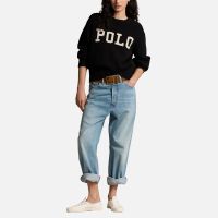 polo ralph lauren logo-intarsia cotton knit jumper - s