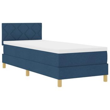 Cama Individual | Cama Para Adulto | Cama Box Spring Led Con Tiras Led Azul 80 X 200 Cm Tela