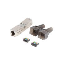conector adaptador lanberg 2x rj45 cat6a ftp plug 8p8c tool-less