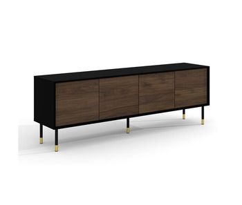 Mueble tv 4 puertas 180 cm rani madera y negro