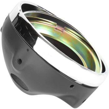 Casco de faro halógeno 7'' Lucas negro llanta cromo