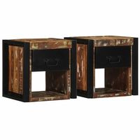 mesilla de noche multicolor 40x35x40 cm madera maciza reciclada vidaxl